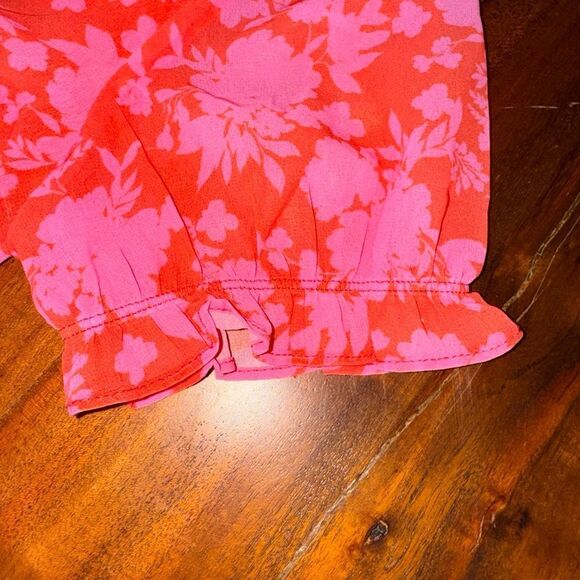 ROBERTSON + RODEO CANDY SHOP POPPY PINK FLORAL SURPLICE RUFFLE DRESS sz M - Picture 9 of 15